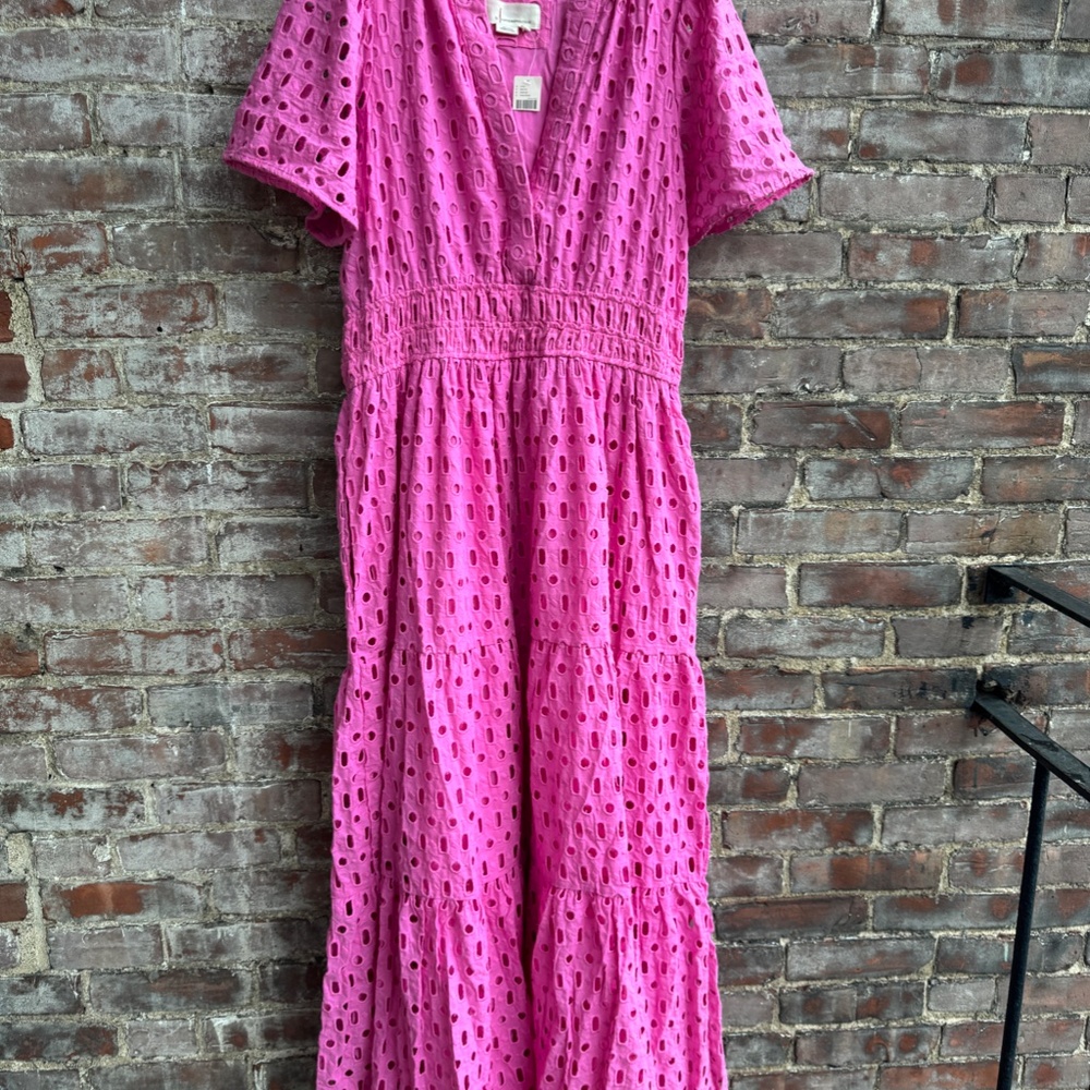 NWT Anthropologie Somerset Maxi Dress Eyelet Edition PINK - Picture 2 of 10